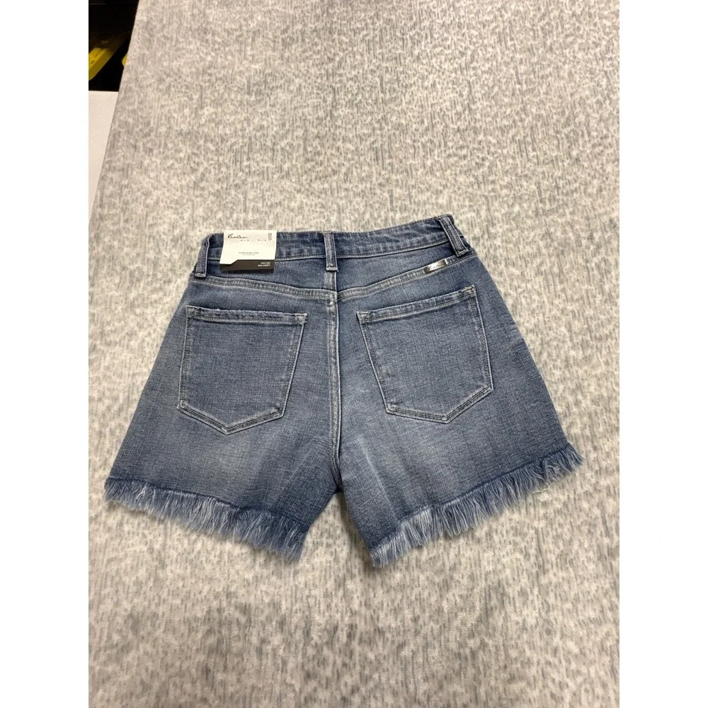 Kancan The Mom II Short High Rise Medium Wash Frayed Denim KC70092M Size 3/25 03
